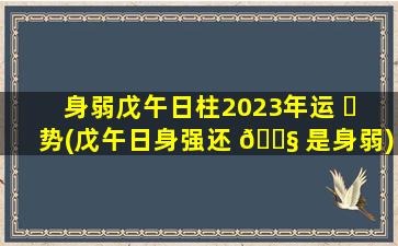 身弱戊午日柱2023年运 ☘ 势(戊午日身强还 🐧 是身弱)